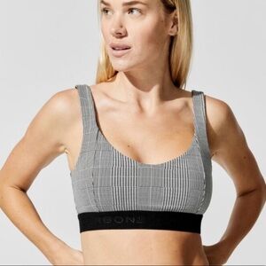 Carbon38 Plaid Black White Sports Bra sz XL
